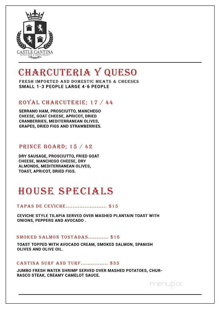 Castle Restaurant & Cocktail - Leicester, MA menu_pic