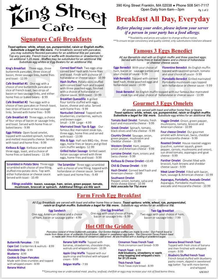 King Street Cafe - Franklin, MA menu_pic