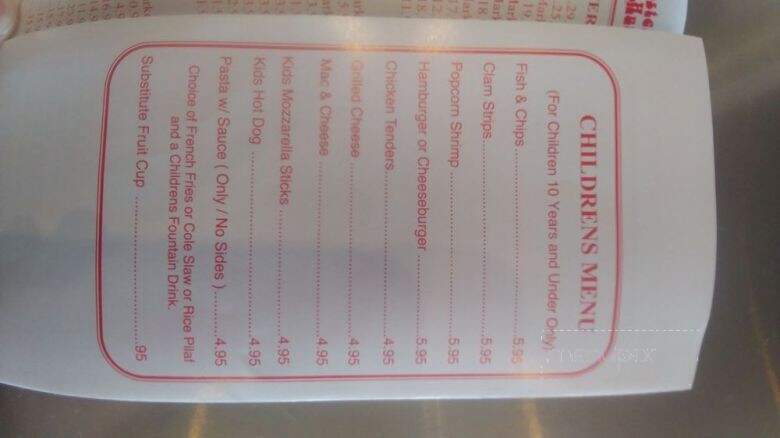 Lobster Hut - Plymouth, MA menu_pic