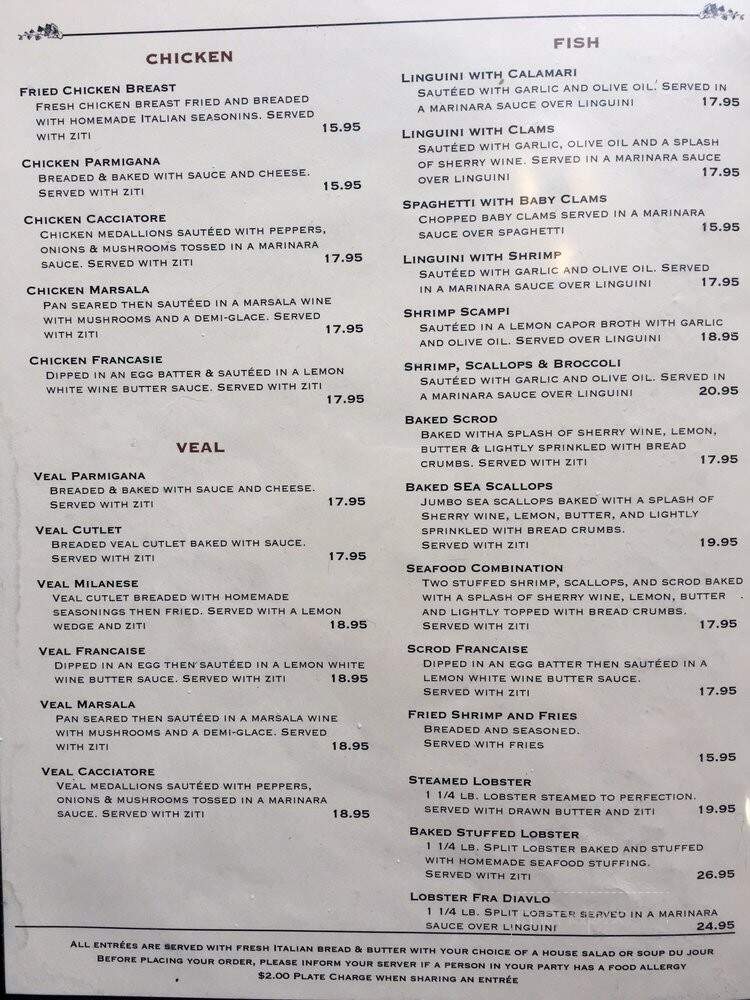 Roma Restaurant - Southwick, MA menu_pic