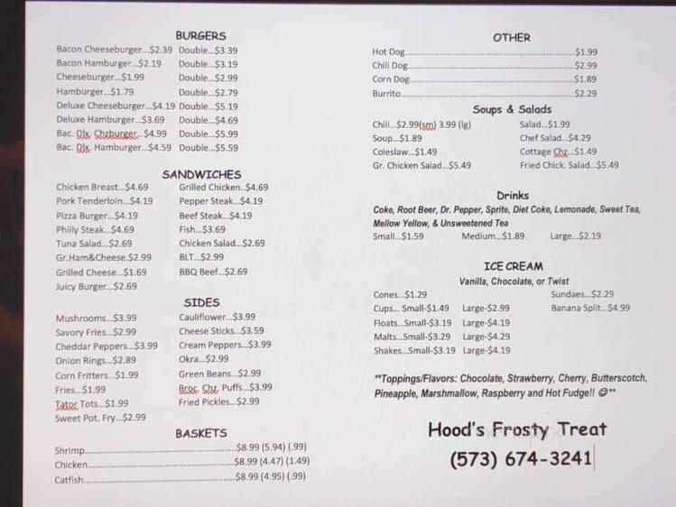 Hood's Frosty Treat - Licking, MO menu_pic