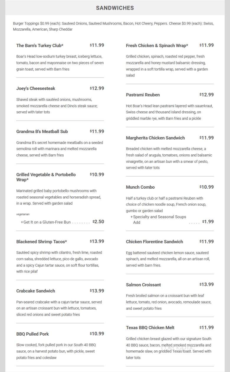 Black River Barn - Randolph, NJ menu_pic