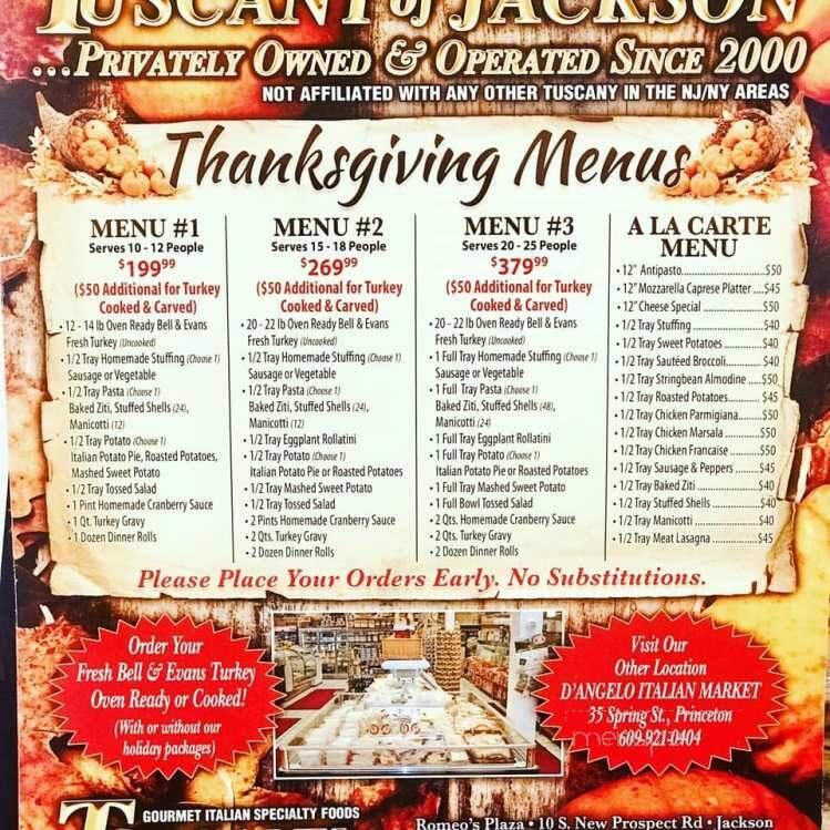 Tuscany Italian Specialty - Jackson, NJ menu_pic