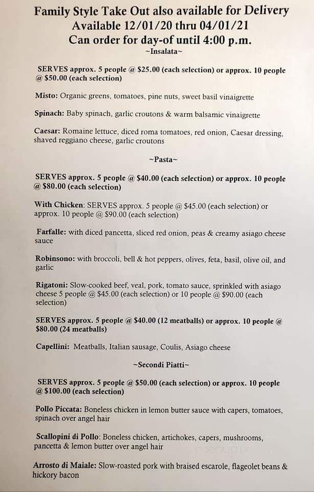 Rosalie's Cucina - Skaneateles, NY menu_pic