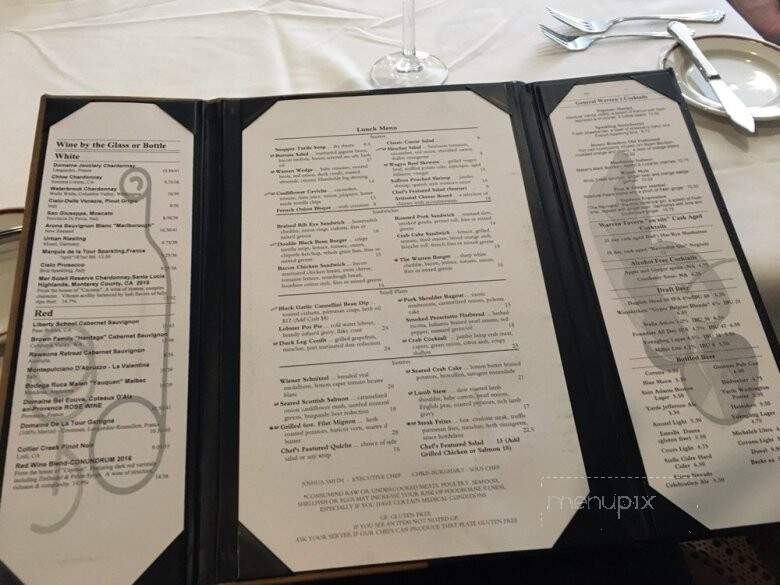 General Warren Inne - Malvern, PA menu_pic