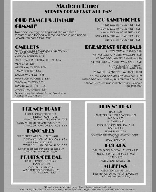 Modern Diner - Pawtucket, RI menu_pic
