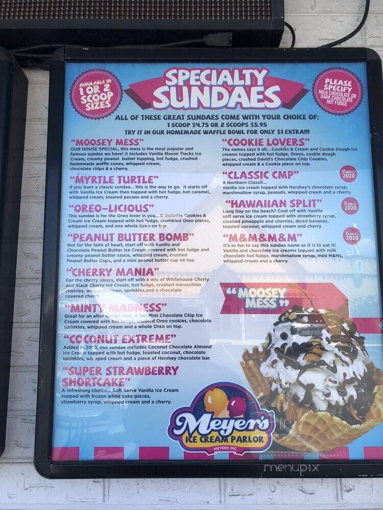 Meyer's Ice Cream - Surfside Beach, SC menu_pic