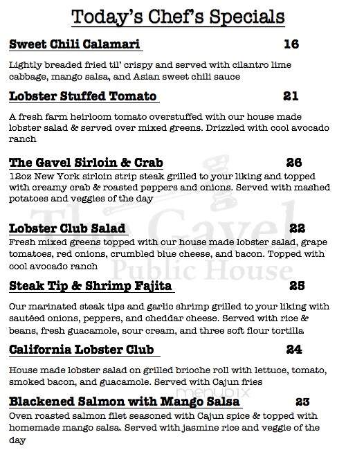 The Gavel Public House - Wrentham, MA menu_pic