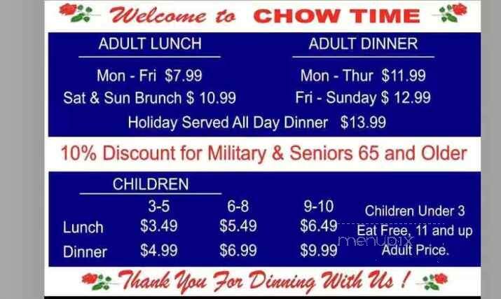 Chow Time Grill & Buffet - Tamarac, FL menu_pic