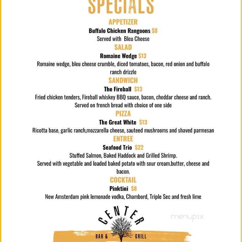 Center Tree Bar & Grill - Rutland, MA menu_pic