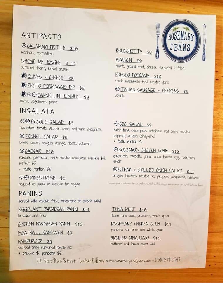 Rosemary And Jeans - Lombard, IL menu_pic