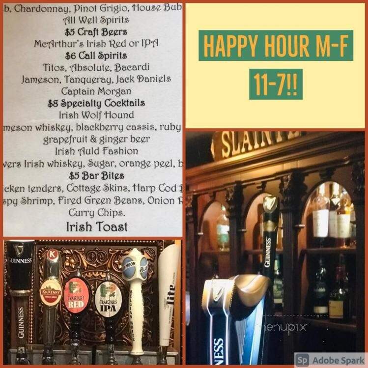 McArthur's Irish Pub - St. Petersburg, FL menu_pic