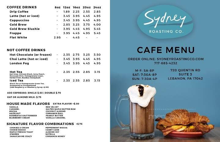 Sydney Roasting - Lebanon, PA menu_pic
