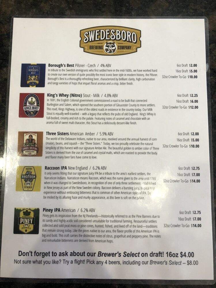 Swedesboro Brewing Company - Swedesboro, NJ menu_pic