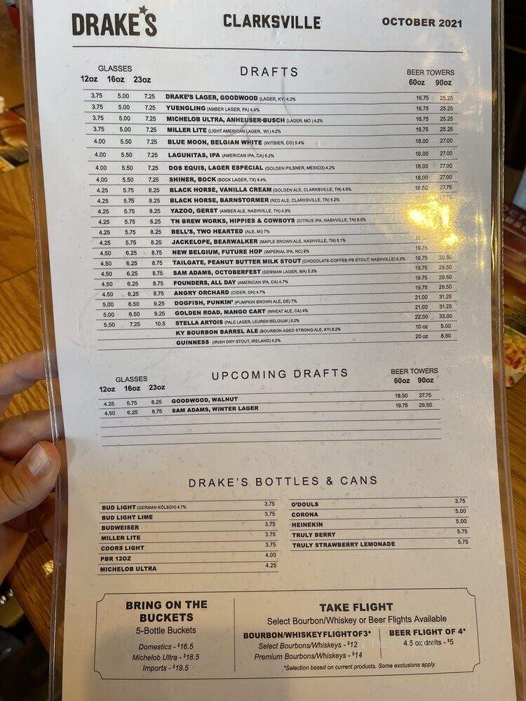Drake's - Clarksville, TN menu_pic