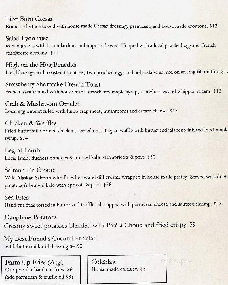 Farm Up Table - Thomas, WV menu_pic