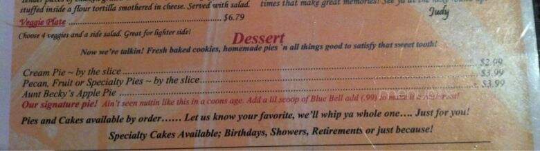 Texas Great Country Cafe - Whitney, TX menu_pic