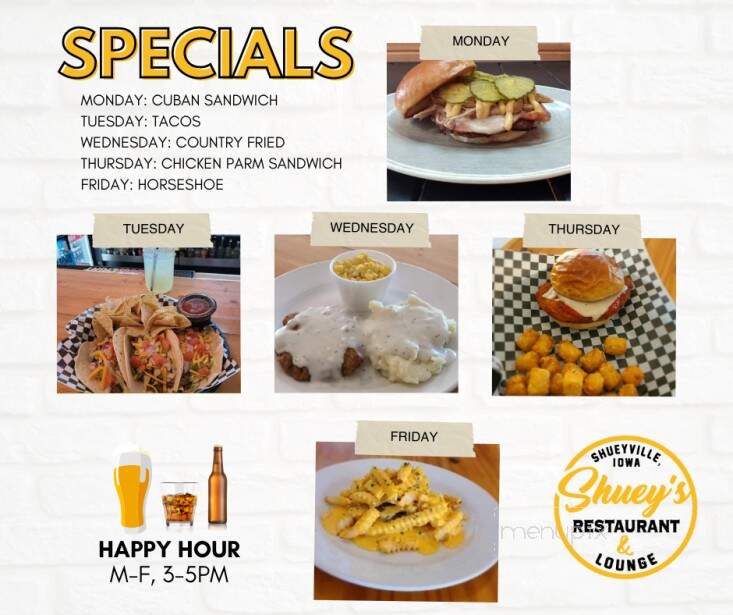 Shuey's Restaurant Lounge - Cedar Rapids, IA menu_pic
