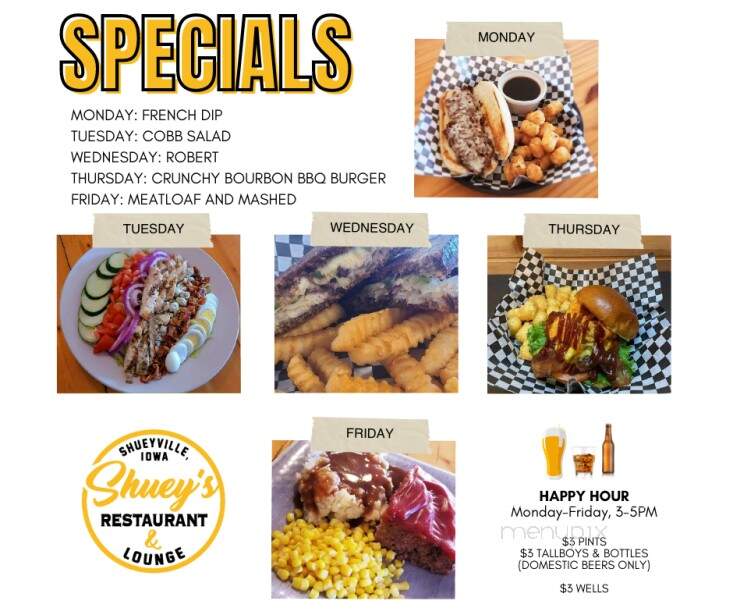 Shuey's Restaurant Lounge - Cedar Rapids, IA menu_pic