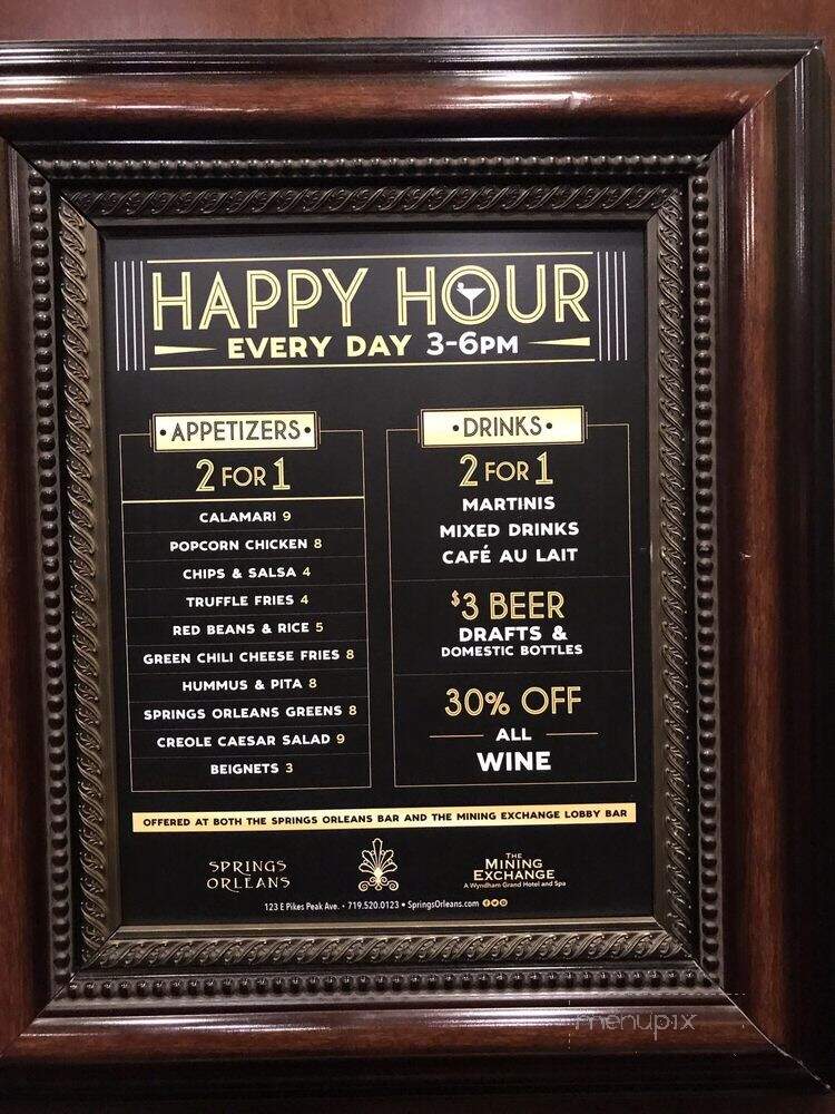Mining Exchange - Colorado Springs, CO menu_pic