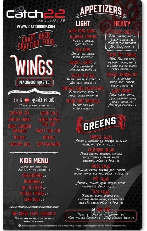 Catch 22 Gastropub - Athens, GA menu_pic