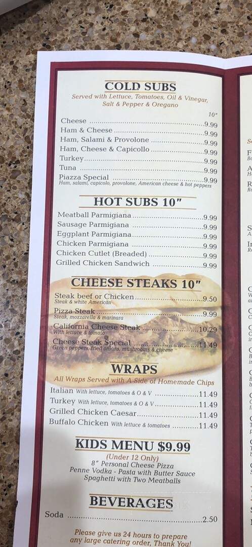 Piazza Orsillo - Somerset, NJ menu_pic