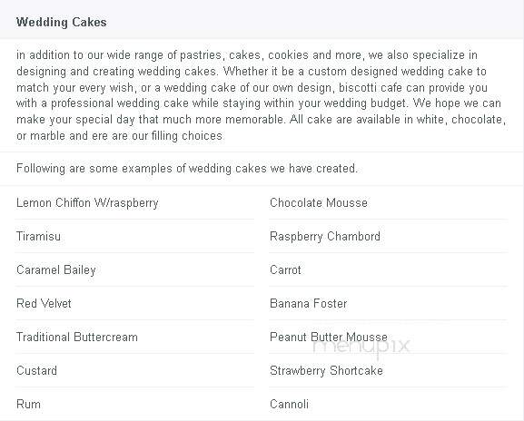 Biscotti Cafe & Pastry Shop - Syracuse, NY menu_pic