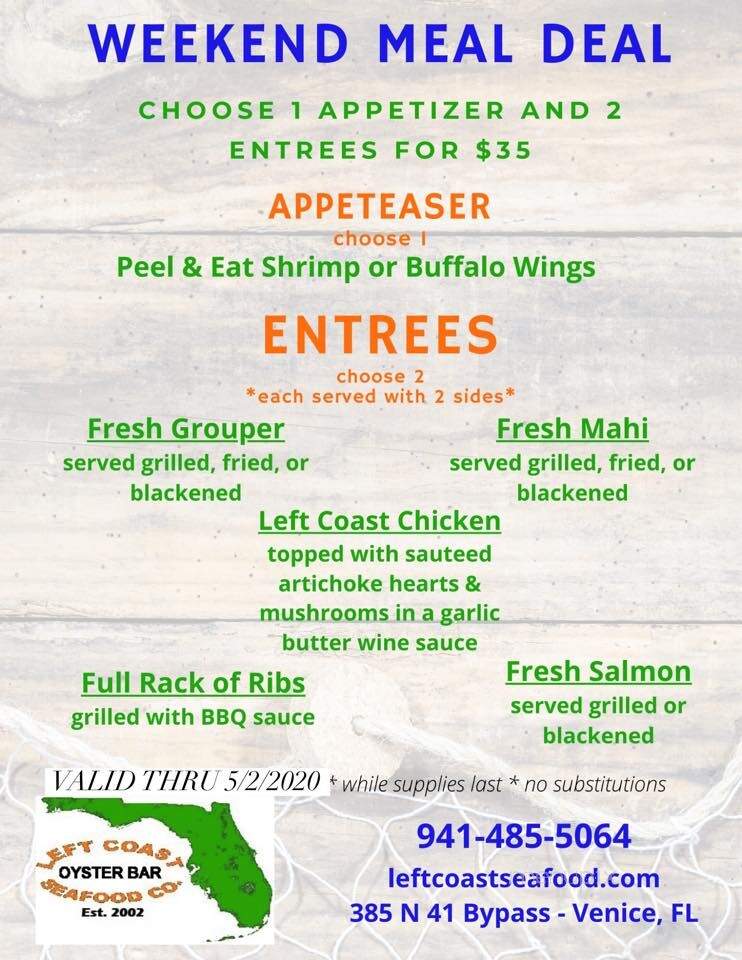 Left Coast Seafood Co - Venice, FL menu_pic