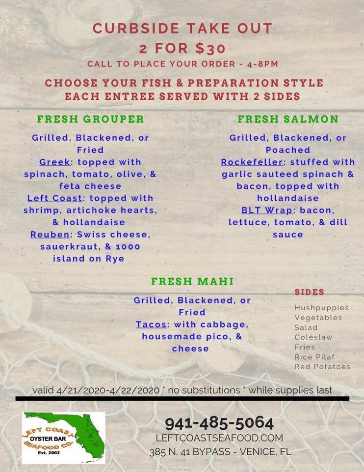 Left Coast Seafood Co - Venice, FL menu_pic