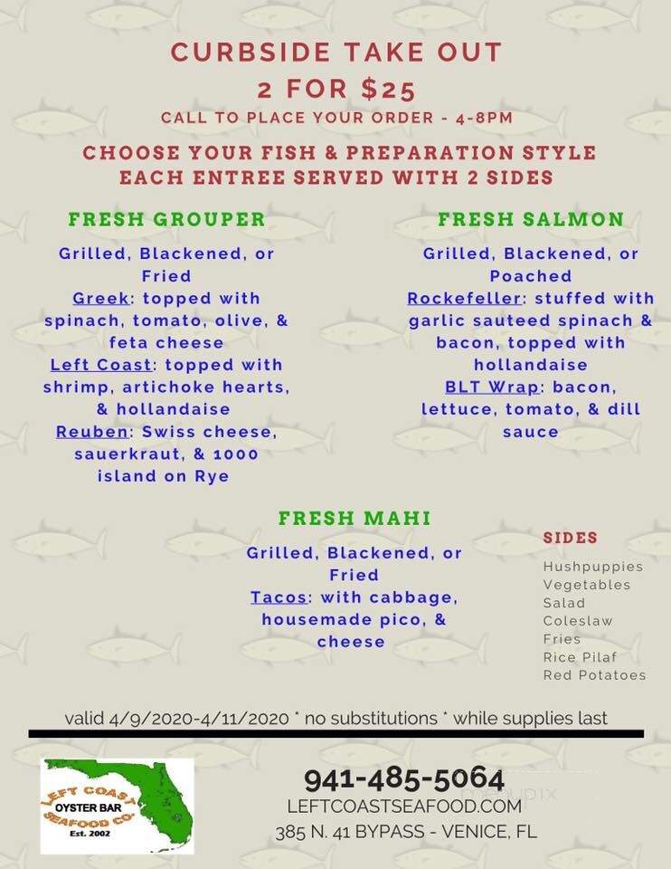 Left Coast Seafood Co - Venice, FL menu_pic