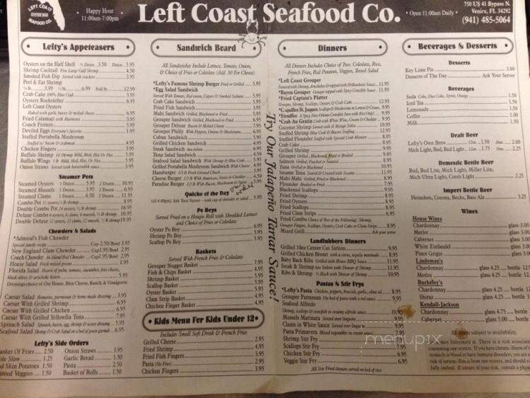 Left Coast Seafood Co - Venice, FL menu_pic