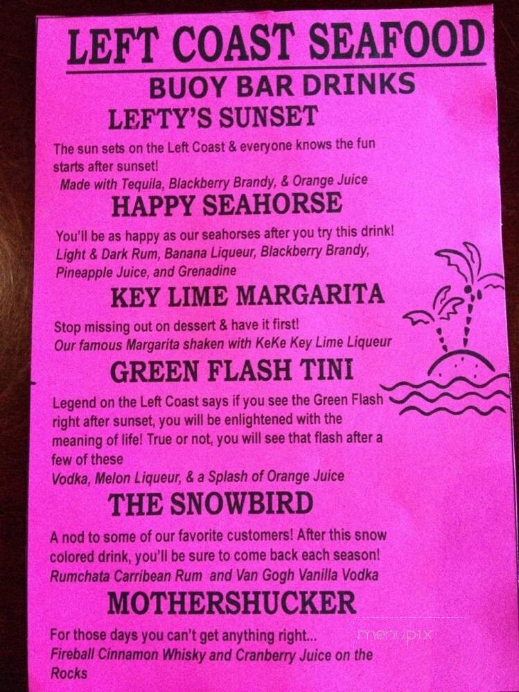 Left Coast Seafood Co - Venice, FL menu_pic