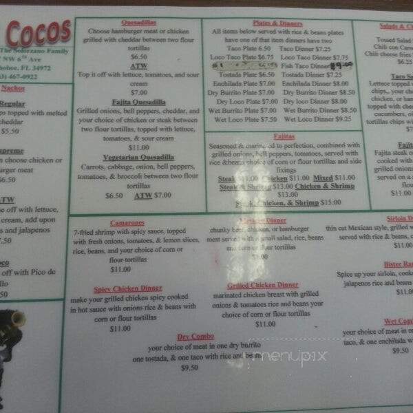 Los Cocos Mexican Restaurant - Okeechobee, FL menu_pic