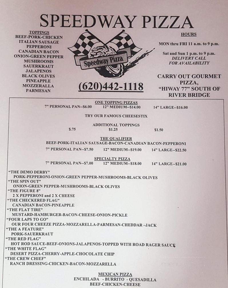 Speedway menu clearance
