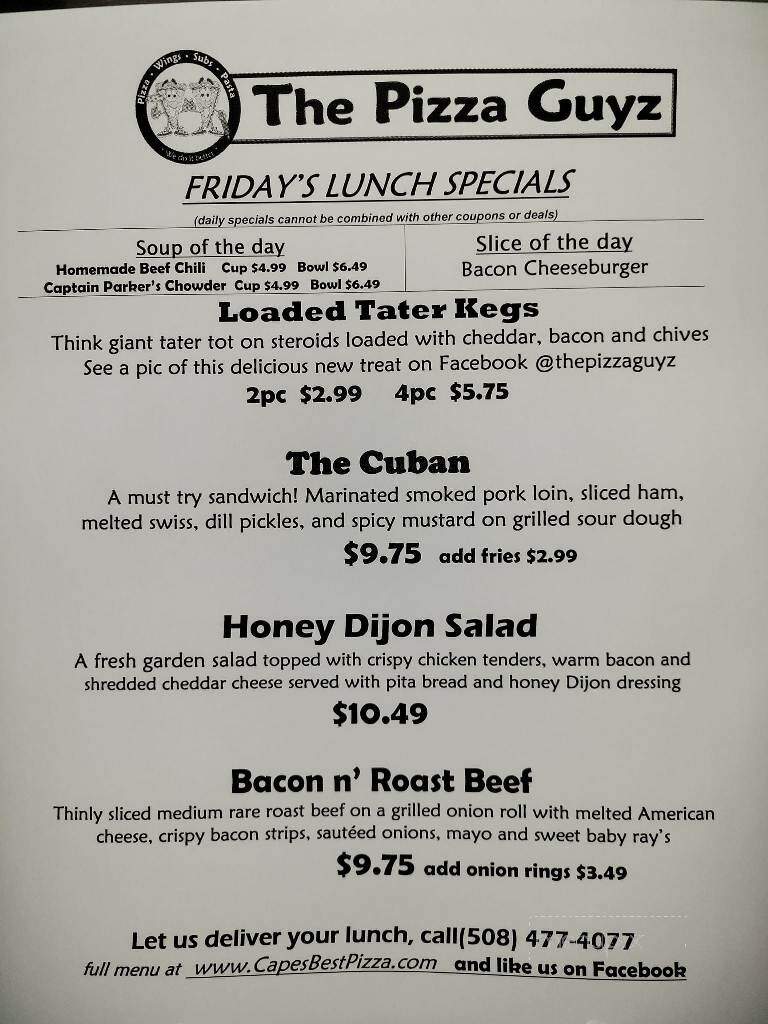 Pizza Guyz - Mashpee, MA menu_pic