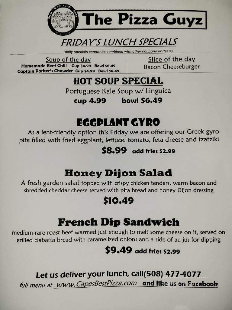 Pizza Guyz - Mashpee, MA menu_pic