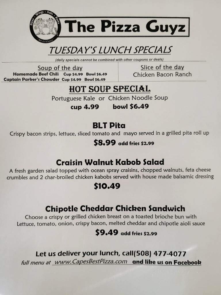 Pizza Guyz - Mashpee, MA menu_pic