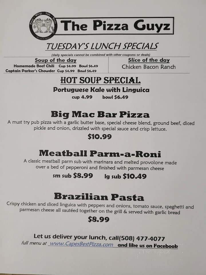 Pizza Guyz - Mashpee, MA menu_pic