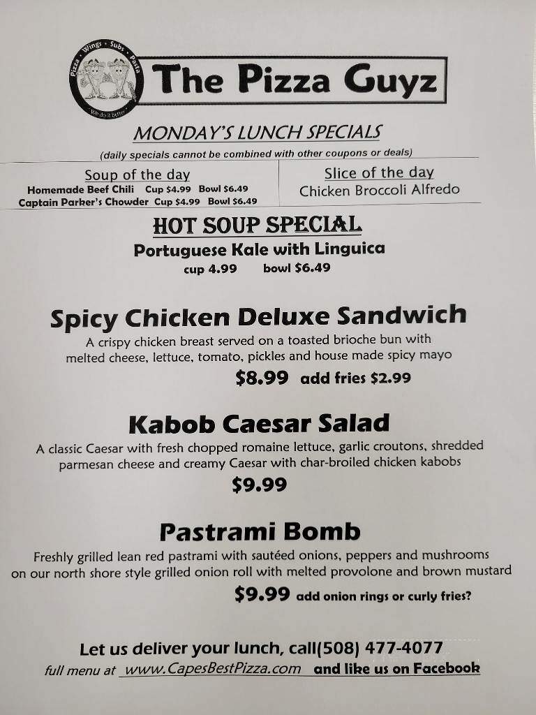 Pizza Guyz - Mashpee, MA menu_pic