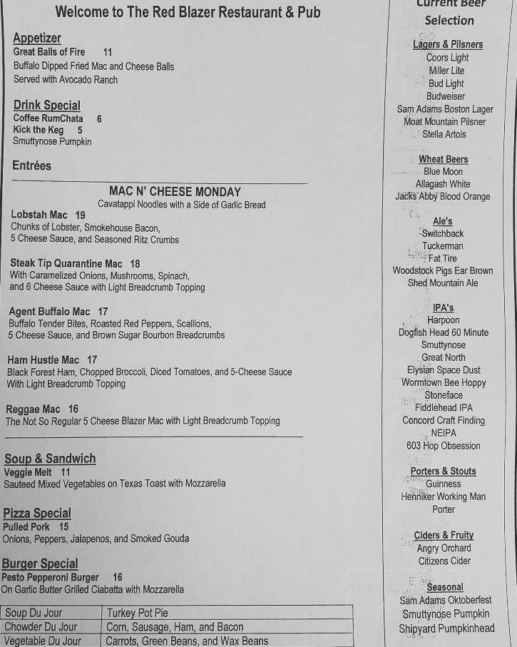Red Blazer - Concord, NH menu_pic