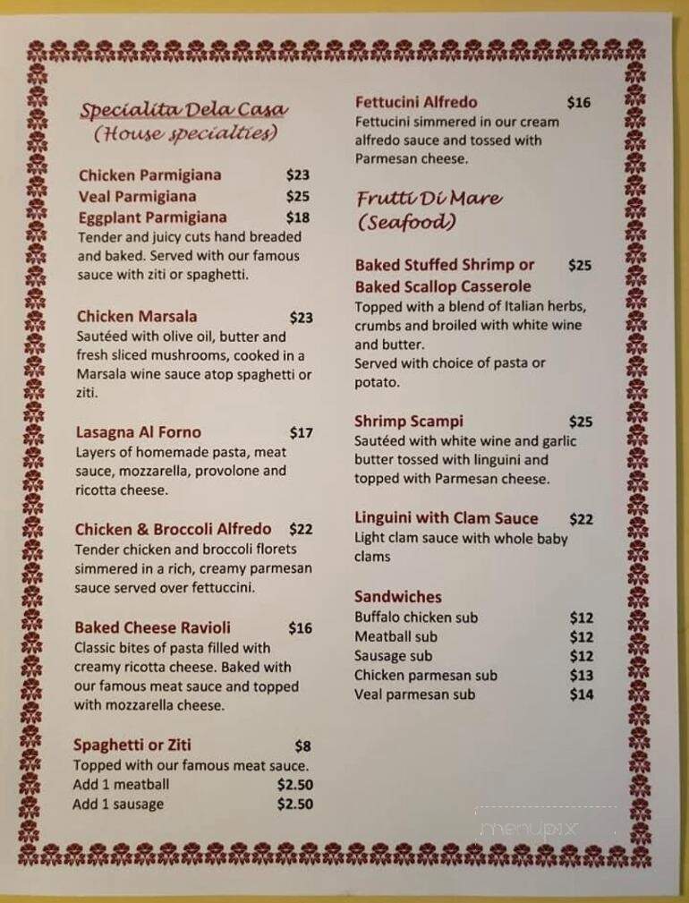 Rossi's Italian Ristorante - New Hampton, NH menu_pic