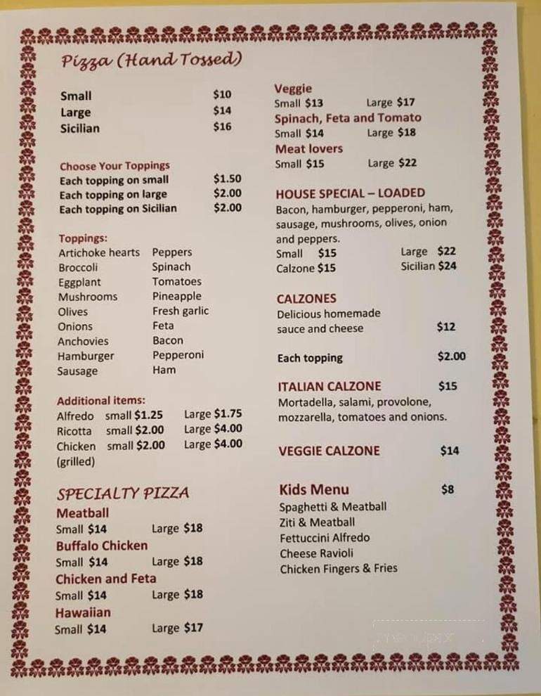 Rossi's Italian Ristorante - New Hampton, NH menu_pic
