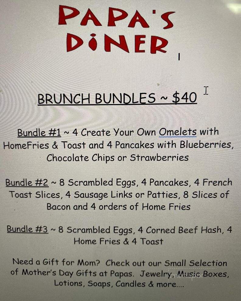 Papa's Diner - Queensbury, NY menu_pic