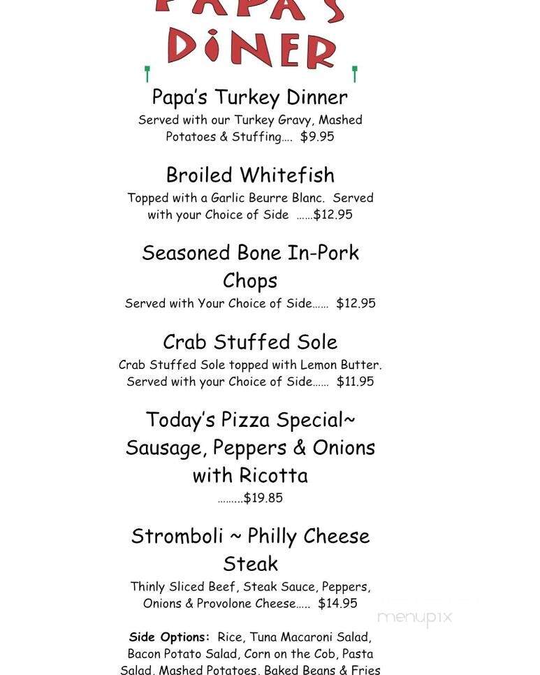 Papa's Diner - Queensbury, NY menu_pic
