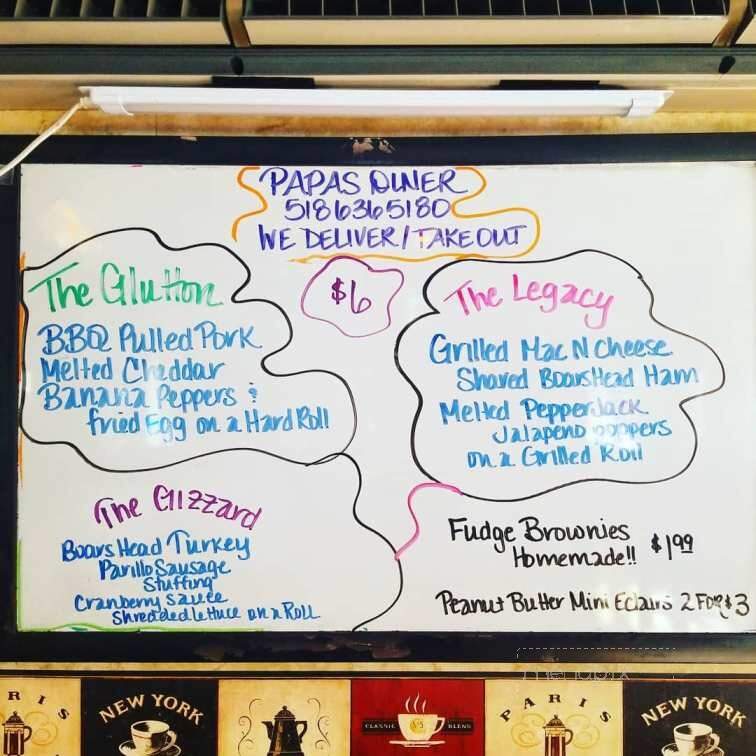 Papa's Diner - Queensbury, NY menu_pic
