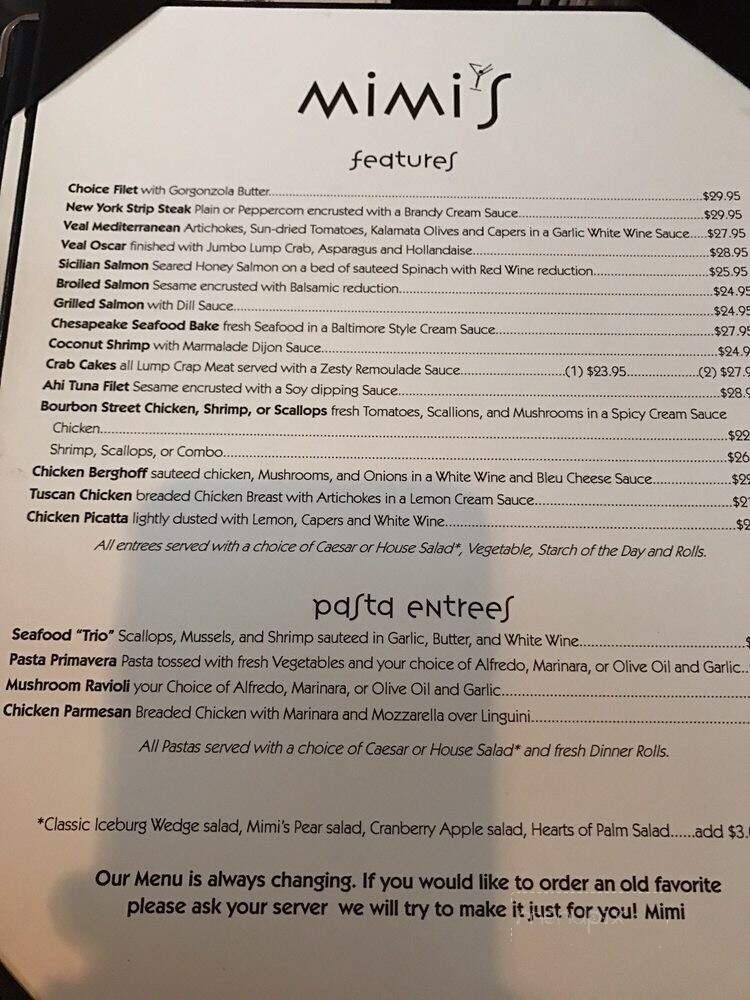 Mimi's - Huntingdon, PA menu_pic