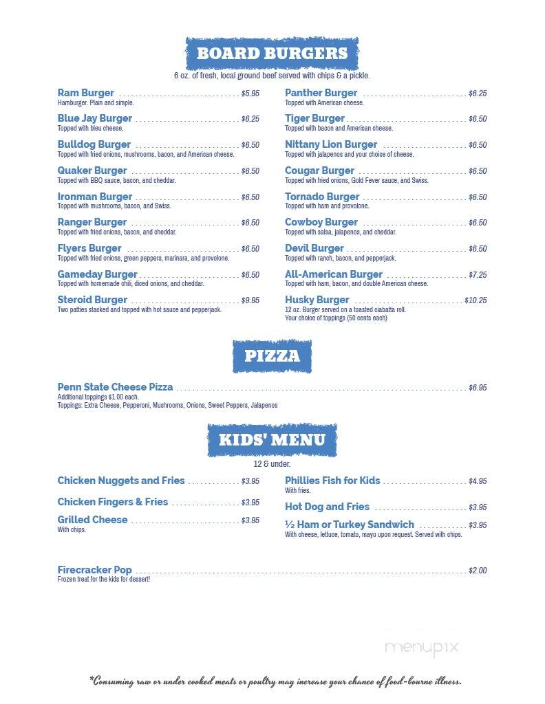 Scoreboard Sports Tavern - Bloomsburg, PA menu_pic