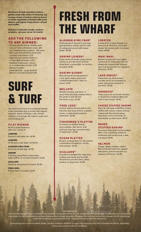 Fireside Supper Club - Rhinelander, WI menu_pic