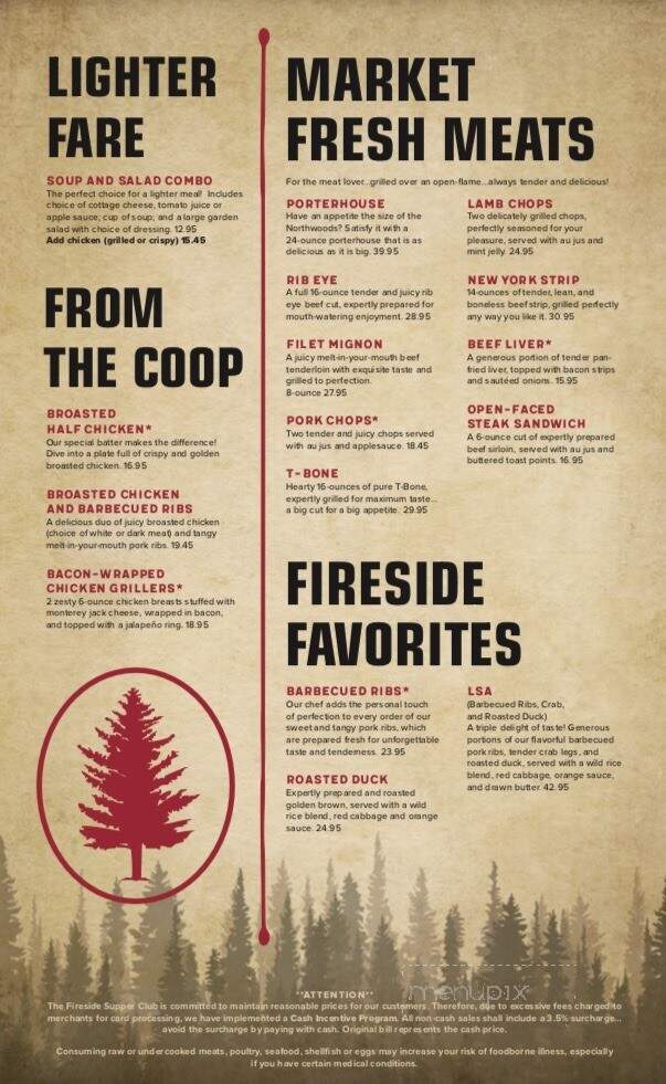 Fireside Supper Club - Rhinelander, WI menu_pic