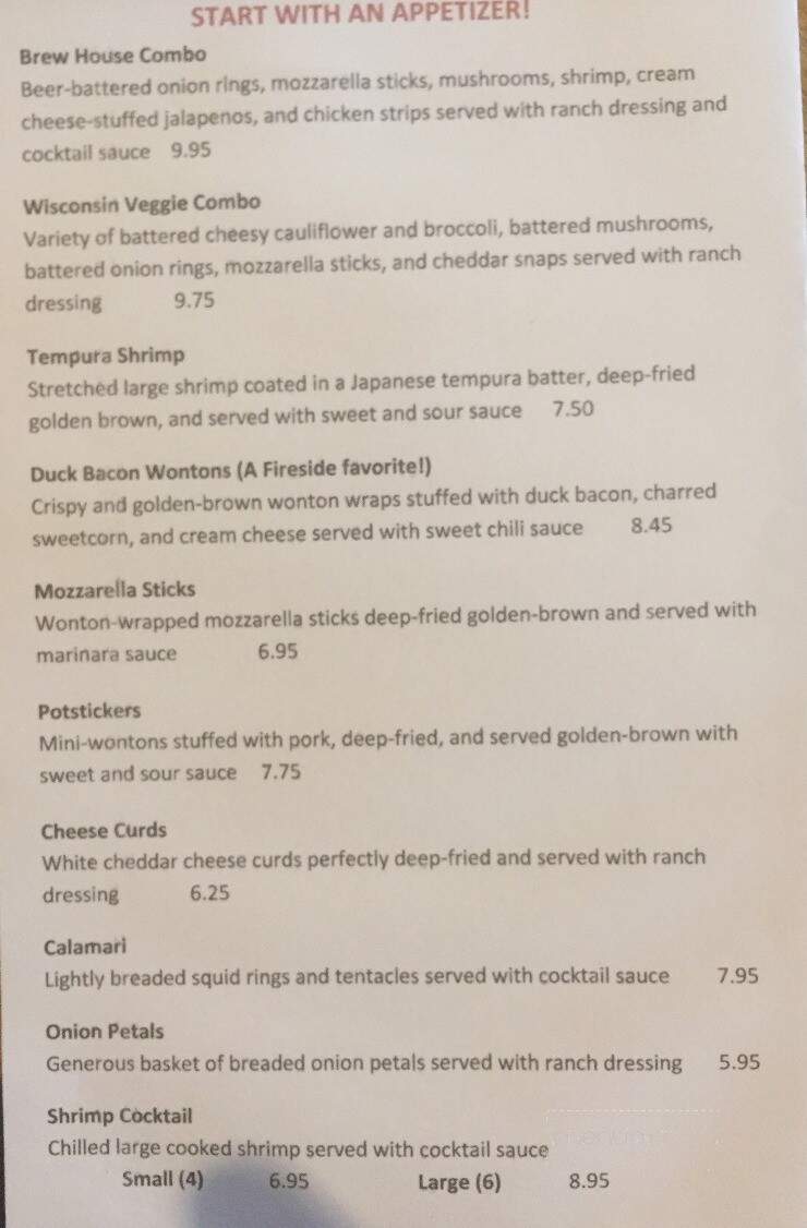 Fireside Supper Club - Rhinelander, WI menu_pic